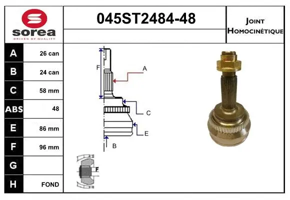 Joint Kit, drive shaft (045ST2484-48)