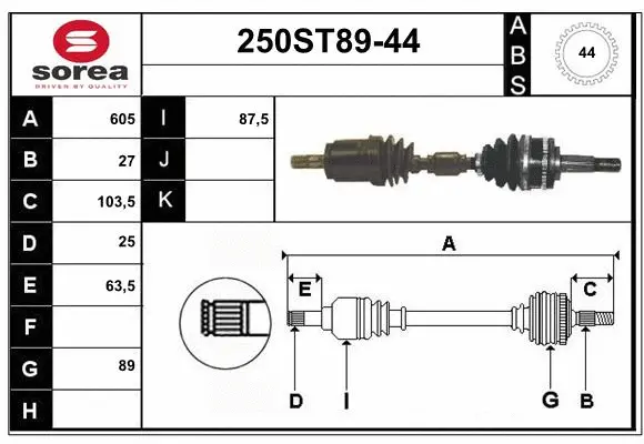 Drive Shaft (250ST89-44)