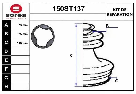Bellow Kit, drive shaft (150ST137)