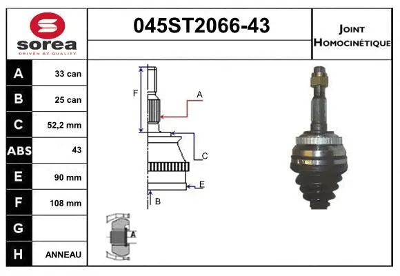 Joint Kit, drive shaft (045ST2066-43)