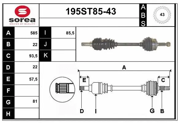 Drive Shaft (195ST85-43)