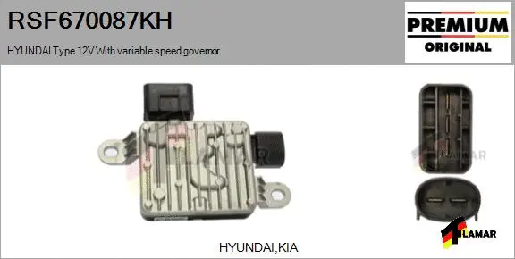 Series resistor, electric motor (radiator fan) (RSF670087KH)