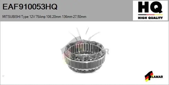 Stator, alternator (EAF910053HQ)