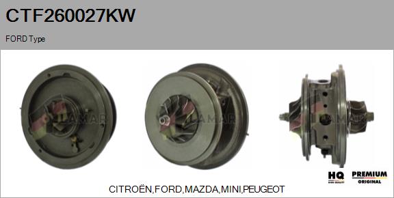 Core assembly, turbocharger (CTF260027KW)