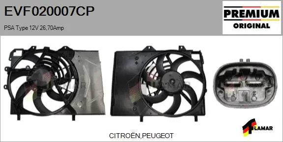 Electric Motor, radiator fan (EVF020007CP)