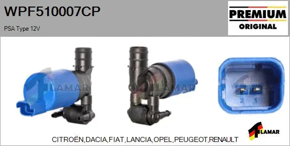 Washer Fluid Pump, window cleaning (WPF510007CP)