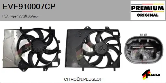 Electric Motor, radiator fan (EVF910007CP)