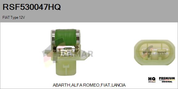 Series resistor, electric motor (radiator fan) (RSF530047HQ)