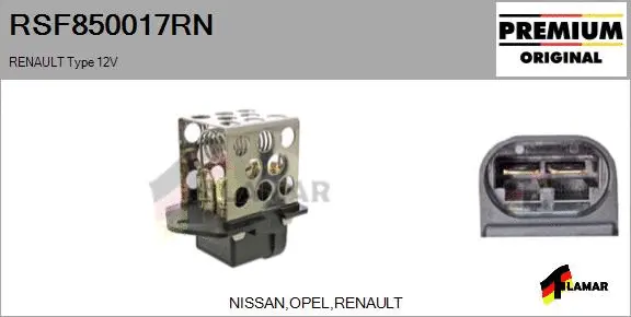 Series resistor, electric motor (radiator fan) (RSF850017RN)