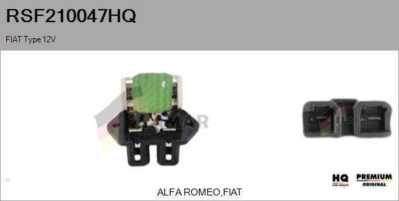 Series resistor, electric motor (radiator fan) (RSF210047HQ)