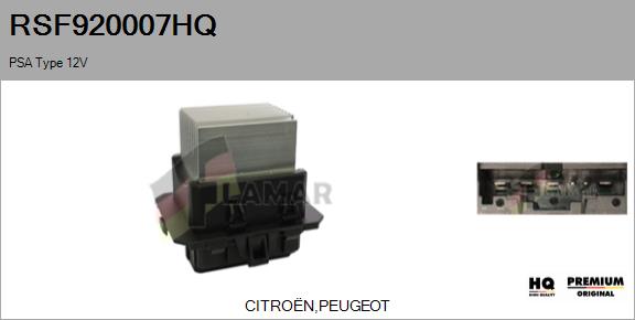 Resistor, interior blower (RSF920007HQ)