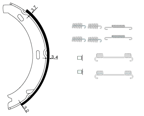 Brake Shoe Set, parking brake (MFR693)