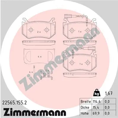 Brake Pad Set, disc brake (22565.155.2)