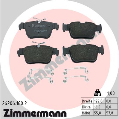 Brake Pad Set, disc brake (26206.160.2)