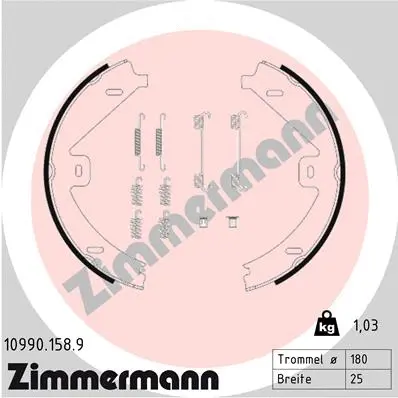Brake Shoe Set, parking brake (10990.158.9)