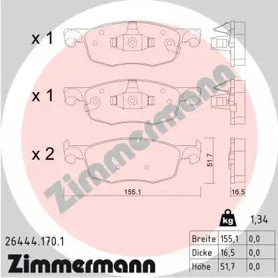 Brake Pad Set, disc brake (26444.170.1)