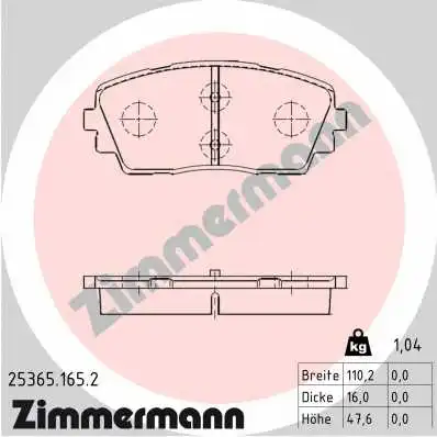 Brake Pad Set, disc brake (25365.165.2)