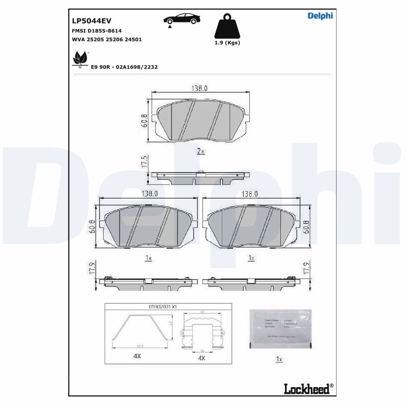 Brake Pad Set, disc brake (LP5044EV)