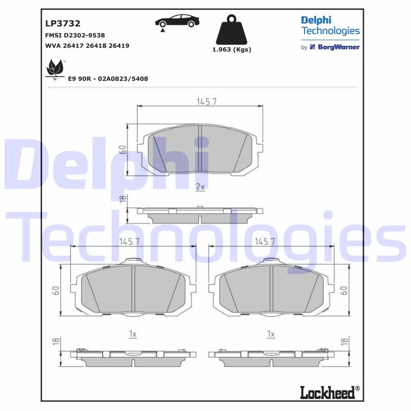 Brake Pad Set, disc brake (LP3732)