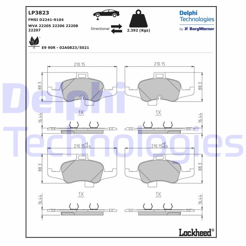 Brake Pad Set, disc brake (LP3823)