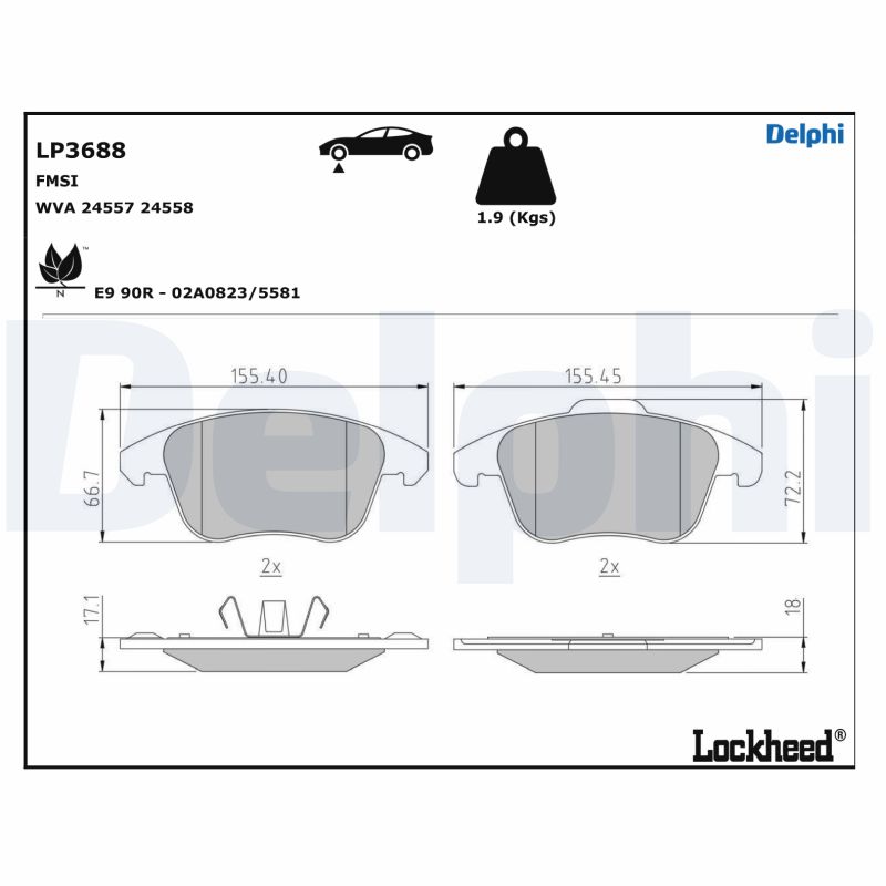 Brake Pad Set, disc brake (LP3688)