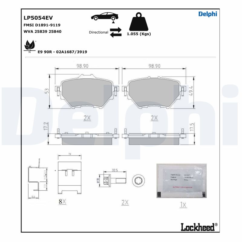 Brake Pad Set, disc brake (LP5054EV)