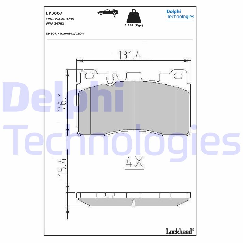 Brake Pad Set, disc brake (LP3867)
