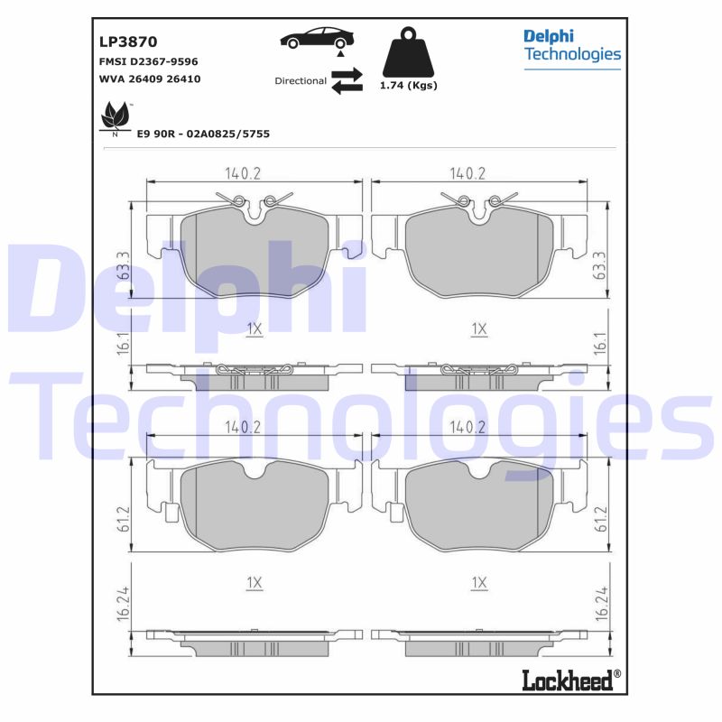 Brake Pad Set, disc brake (LP3870)