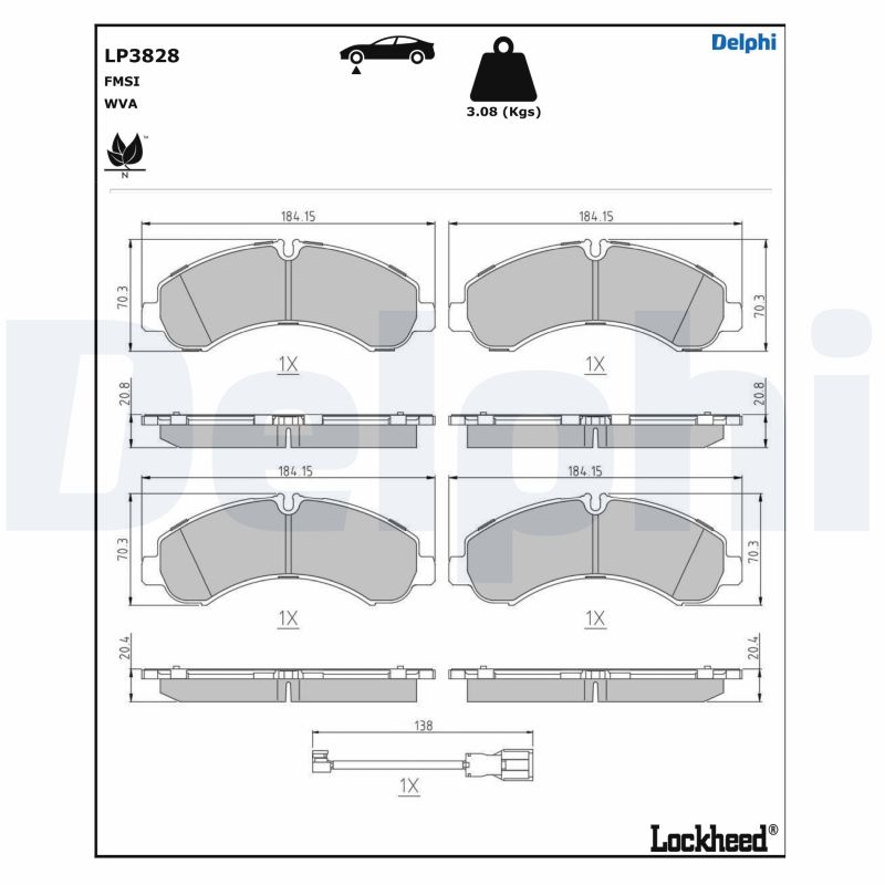 Brake Pad Set, disc brake (LP3828)