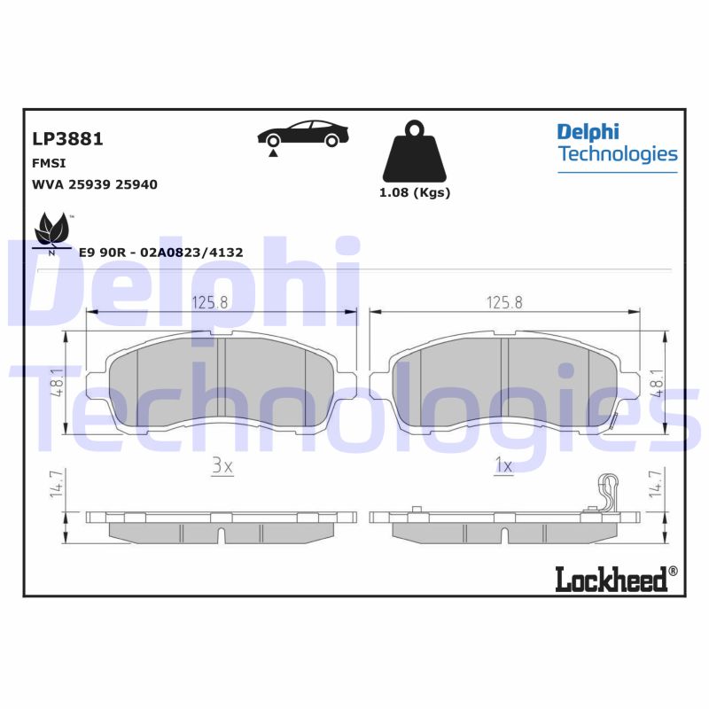 Brake Pad Set, disc brake (LP3881)