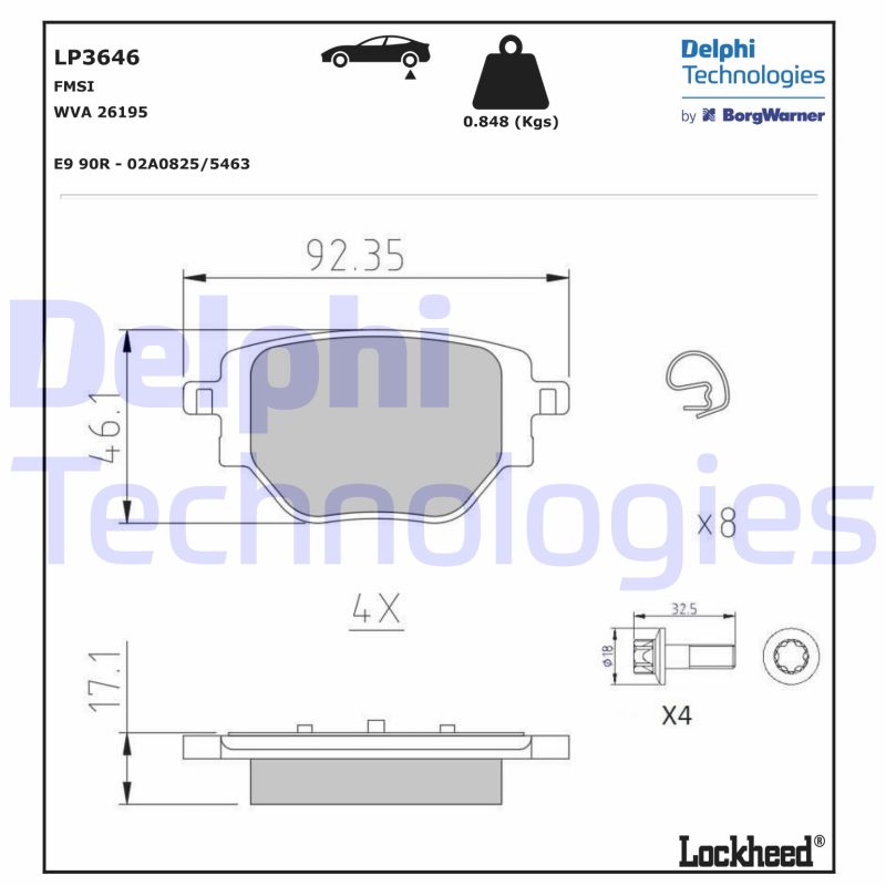 Brake Pad Set, disc brake (LP3646)