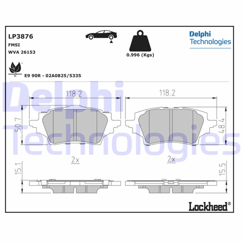 Brake Pad Set, disc brake (LP3876)