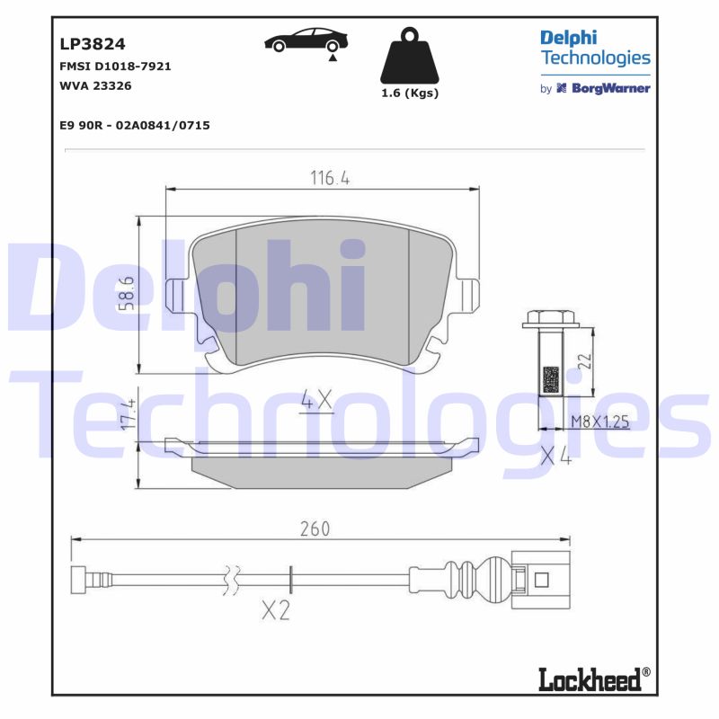 Brake Pad Set, disc brake (LP3824)