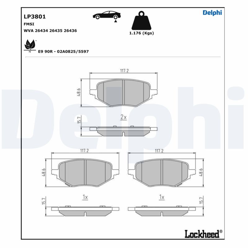 Brake Pad Set, disc brake (LP3801)