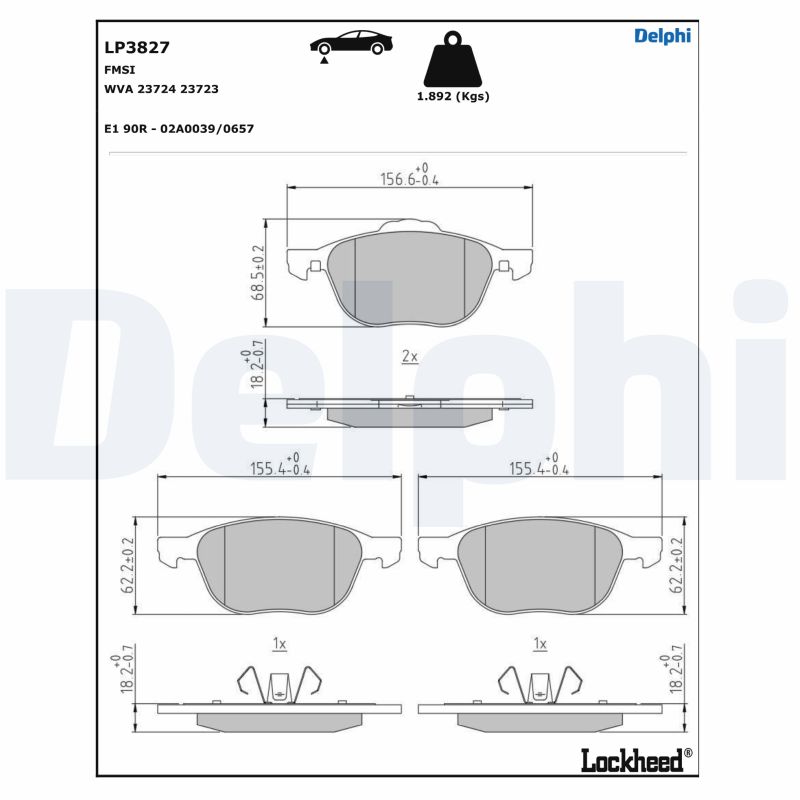 Brake Pad Set, disc brake (LP3827)