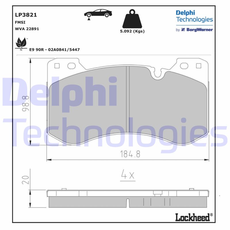 Brake Pad Set, disc brake (LP3821)