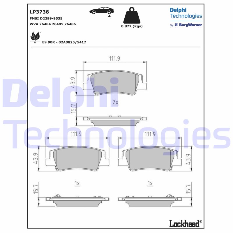 Brake Pad Set, disc brake (LP3738)