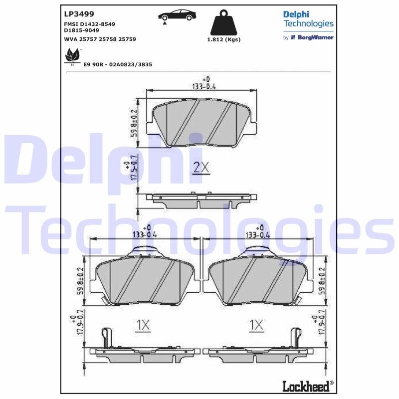 Brake Pad Set, disc brake (LP3499)