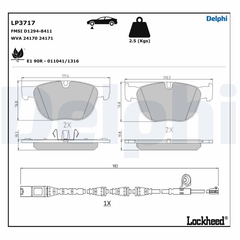 Brake Pad Set, disc brake (LP3717)