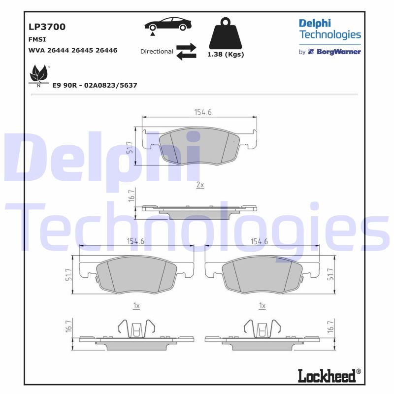 Brake Pad Set, disc brake (LP3700)