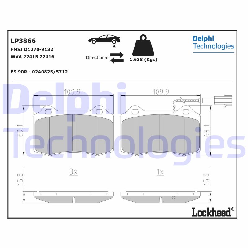Brake Pad Set, disc brake (LP3866)