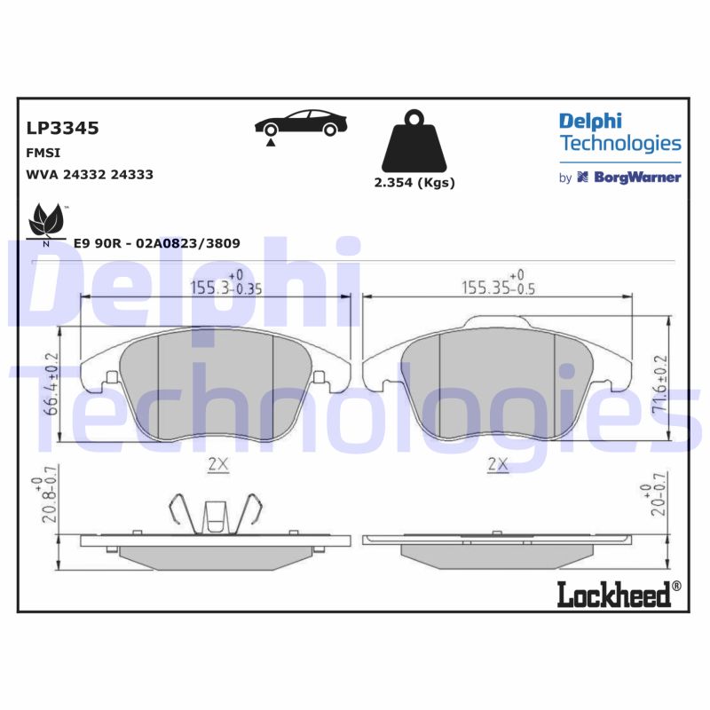 Brake Pad Set, disc brake (LP3345)