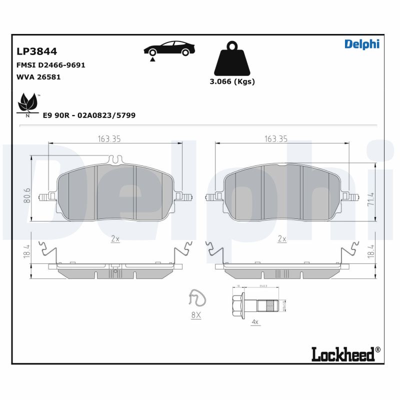 Brake Pad Set, disc brake (LP3844)