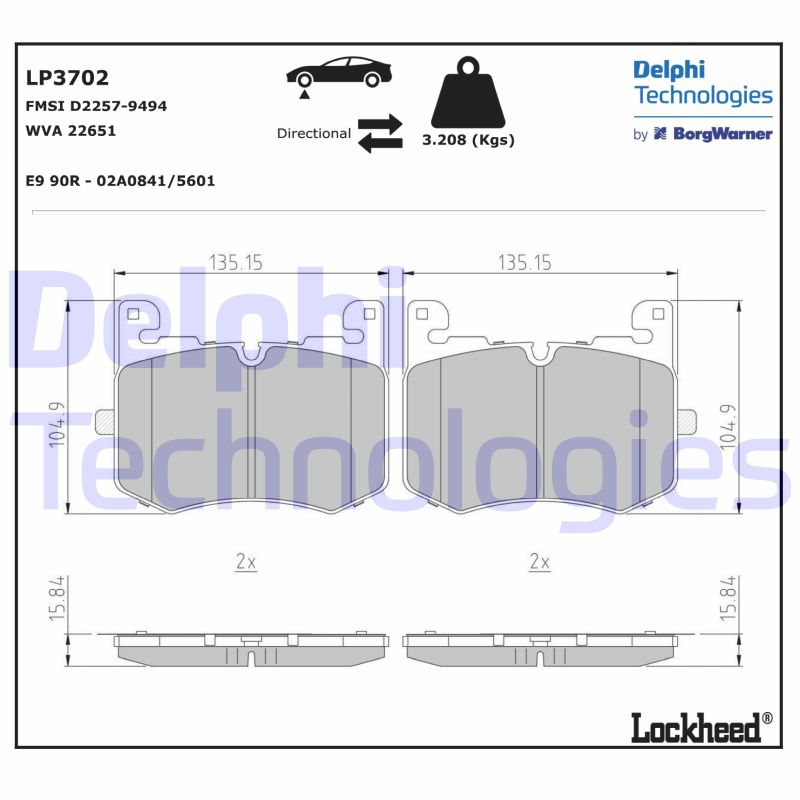 Brake Pad Set, disc brake (LP3702)
