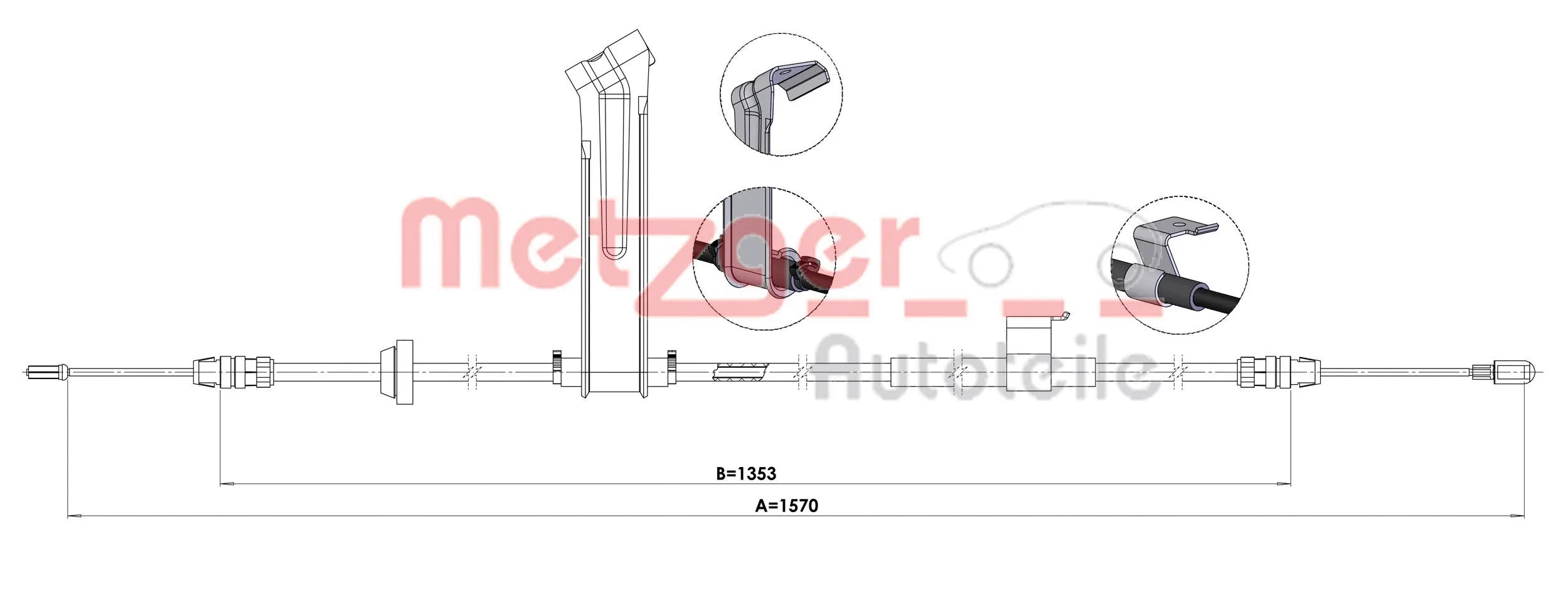 Cable Pull, parking brake (1.FO002)