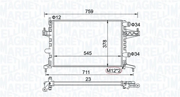 Radiator, engine cooling (350213829000)