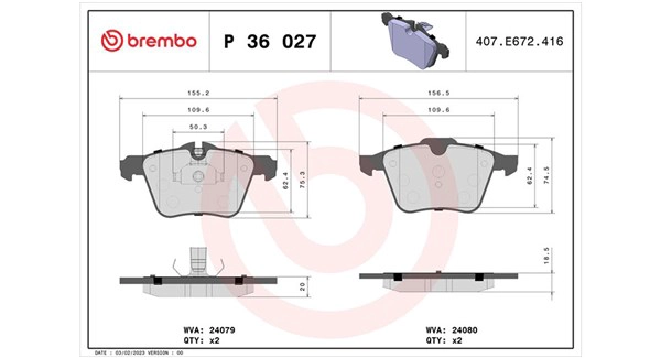 Brake Pad Set, disc brake (363700436027)