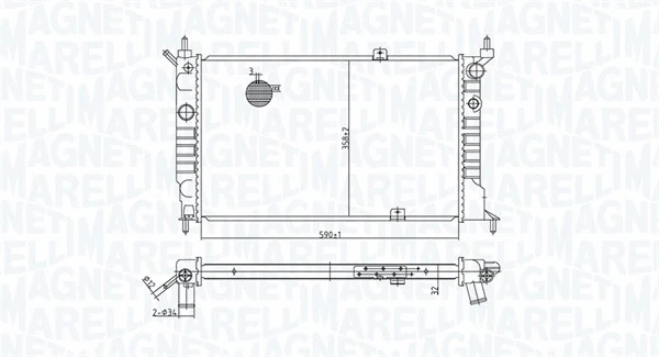 Radiator, engine cooling (350213175500)
