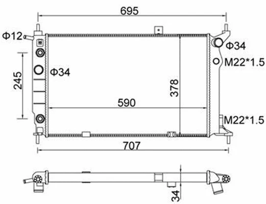Radiator, engine cooling (359000391360)