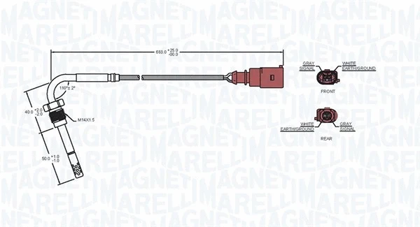 Sensor, exhaust gas temperature